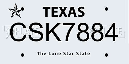 CSK7884 Texas License Plate