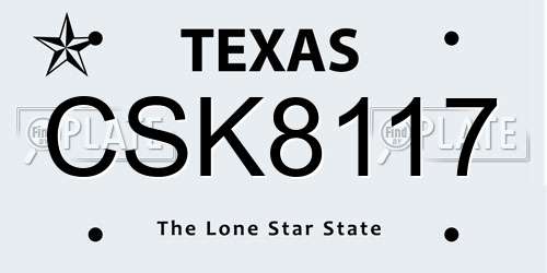 CSK8117 Texas License Plate