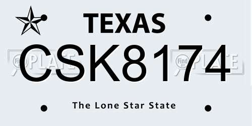 CSK8174 Texas License Plate