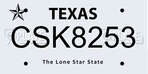 CSK8253 Texas License Plate
