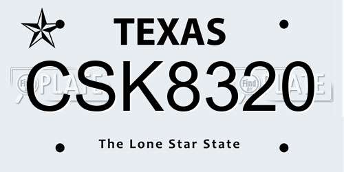CSK8320 Texas License Plate