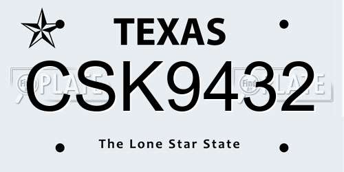 CSK9432 Texas License Plate