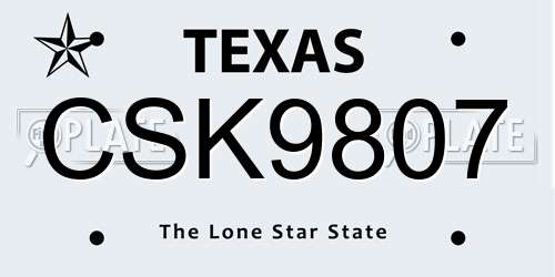 CSK9807 Texas License Plate