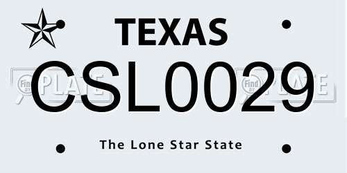 CSL0029 Texas License Plate