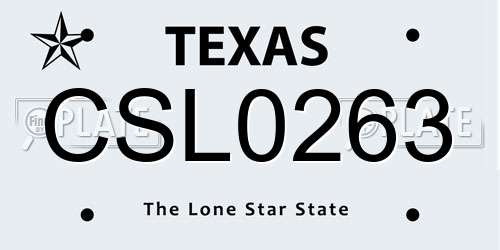 CSL0263 Texas License Plate