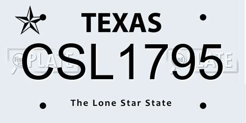 CSL1795 Texas License Plate