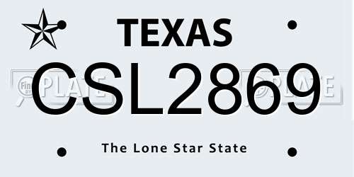 CSL2869 Texas License Plate