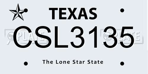 CSL3135 Texas License Plate