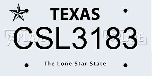 CSL3183 Texas License Plate