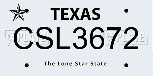 CSL3672 Texas License Plate