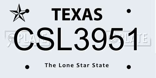 CSL3951 Texas License Plate