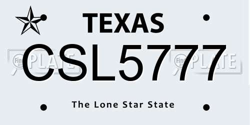 CSL5777 Texas License Plate