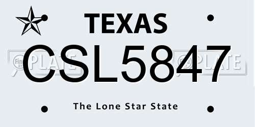 CSL5847 Texas License Plate