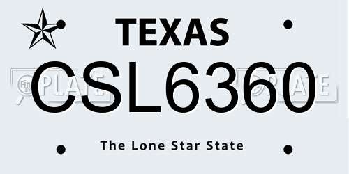 CSL6360 Texas License Plate
