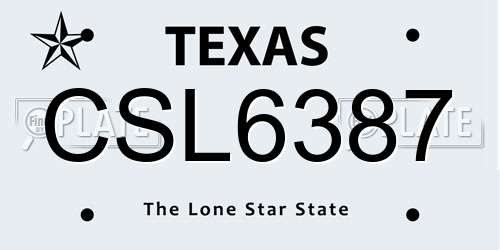 CSL6387 Texas License Plate