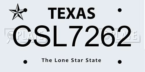 CSL7262 Texas License Plate