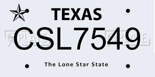 CSL7549 Texas License Plate