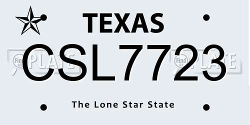 CSL7723 Texas License Plate