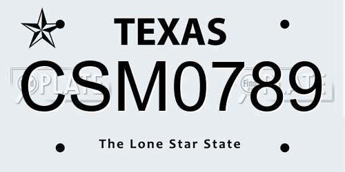 CSM0789 Texas License Plate