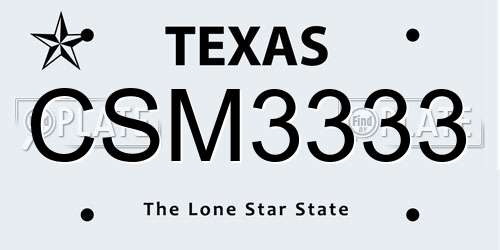 CSM3333 Texas License Plate