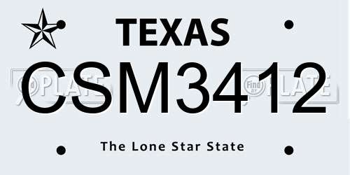 CSM3412 Texas License Plate