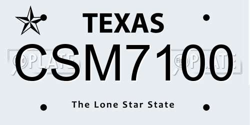 CSM7100 Texas License Plate