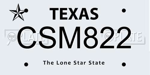 CSM822 Texas License Plate