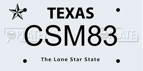 CSM83 Texas License Plate