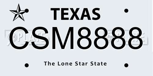CSM8888 Texas License Plate