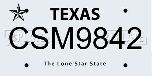 CSM9842 Texas License Plate