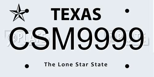 CSM9999 Texas License Plate