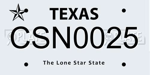 CSN0025 Texas License Plate