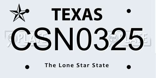 CSN0325 Texas License Plate