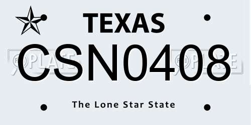 CSN0408 Texas License Plate