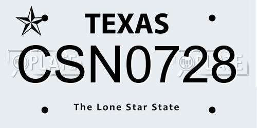 CSN0728 Texas License Plate