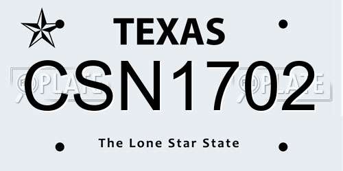 CSN1702 Texas License Plate