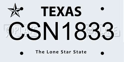 CSN1833 Texas License Plate