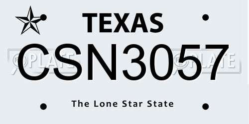 CSN3057 Texas License Plate