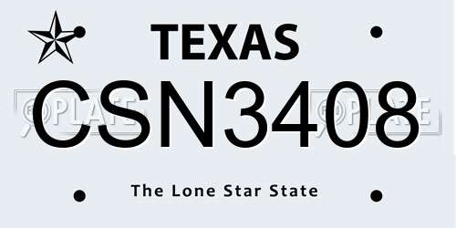 CSN3408 Texas License Plate