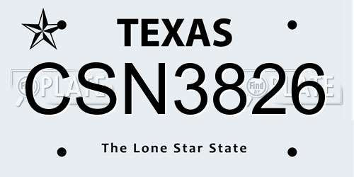 CSN3826 Texas License Plate