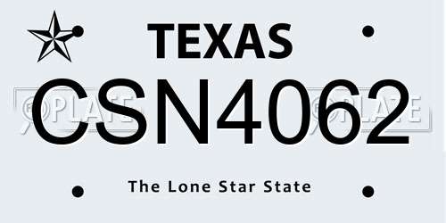 CSN4062 Texas License Plate
