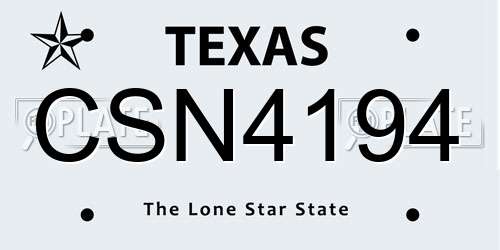CSN4194 Texas License Plate