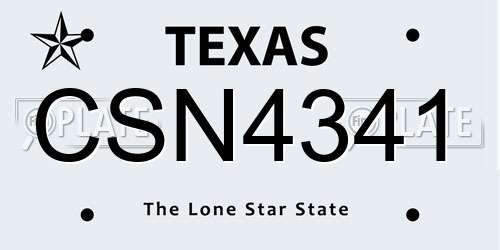 CSN4341 Texas License Plate
