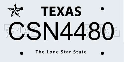 CSN4480 Texas License Plate