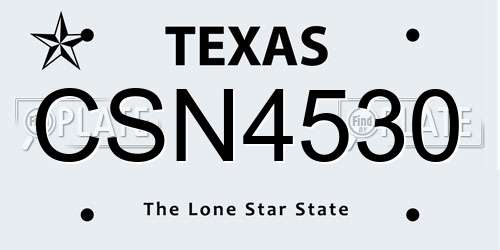 CSN4530 Texas License Plate