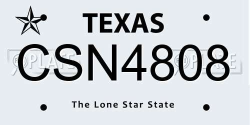 CSN4808 Texas License Plate