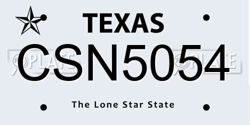 CSN5054 Texas License Plate