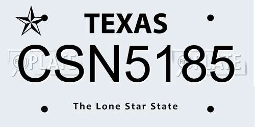 CSN5185 Texas License Plate