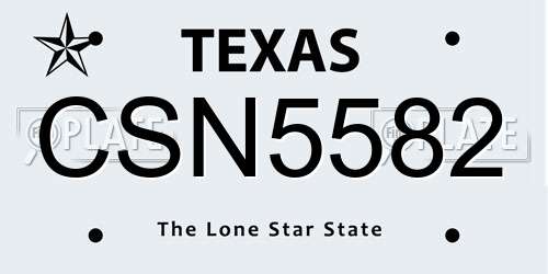 CSN5582 Texas License Plate