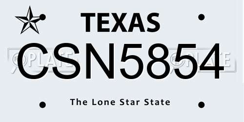 CSN5854 Texas License Plate